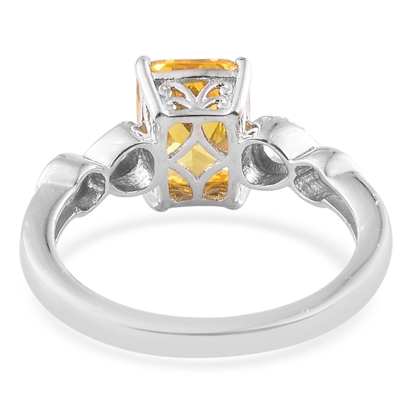 Simulated Yellow Diamond Platinum Bond Brass Ring - Picture 4 of 5